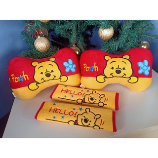 setหมอนรองคอ+ที่หุ้มเบลล์ในรถยนต์ลายหมีพูห์Pooh