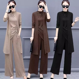 ชุดสูท set 3 ชิ้น working woman suit ดูเรียบหรู ใส่ทำงาน เที่ยว minimalชุดเซ็ตเซทเสื้อและกางเก เสื้อผ้าผู้หญิง