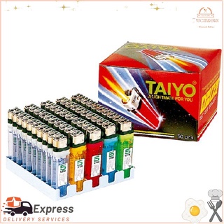 TAIYO ไฟแช็คก๊าซ ไทโย กล่องสีแดง ยกกล่อง 50ชิ้นTAIYO gas lighter, red box, box of 50 pieces