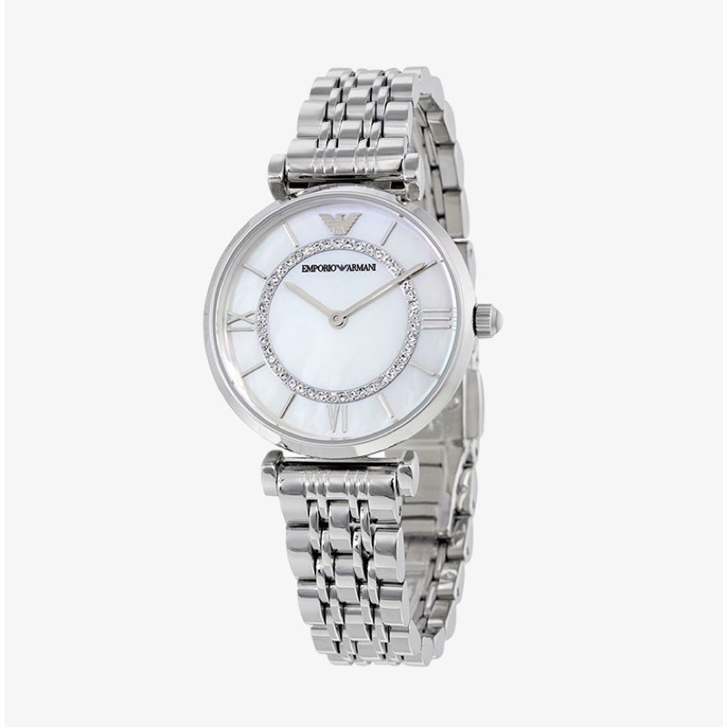 ✅ พร้อมส่ง 💯 นาฬิกาข้อมือ Emporio Armani สีเงิน หน้าปัดเพชรประกายมุก