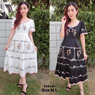 TW9341เดรสลายดอกกราฟฟิก #BoRichta รายละเอียดสินค้า Dress ชุดเดรสยาว ผ้าหางกระรอกพิมลายกราฟฟิกดอกไม้ สไตล์แบรนด์ดัง สวย ด