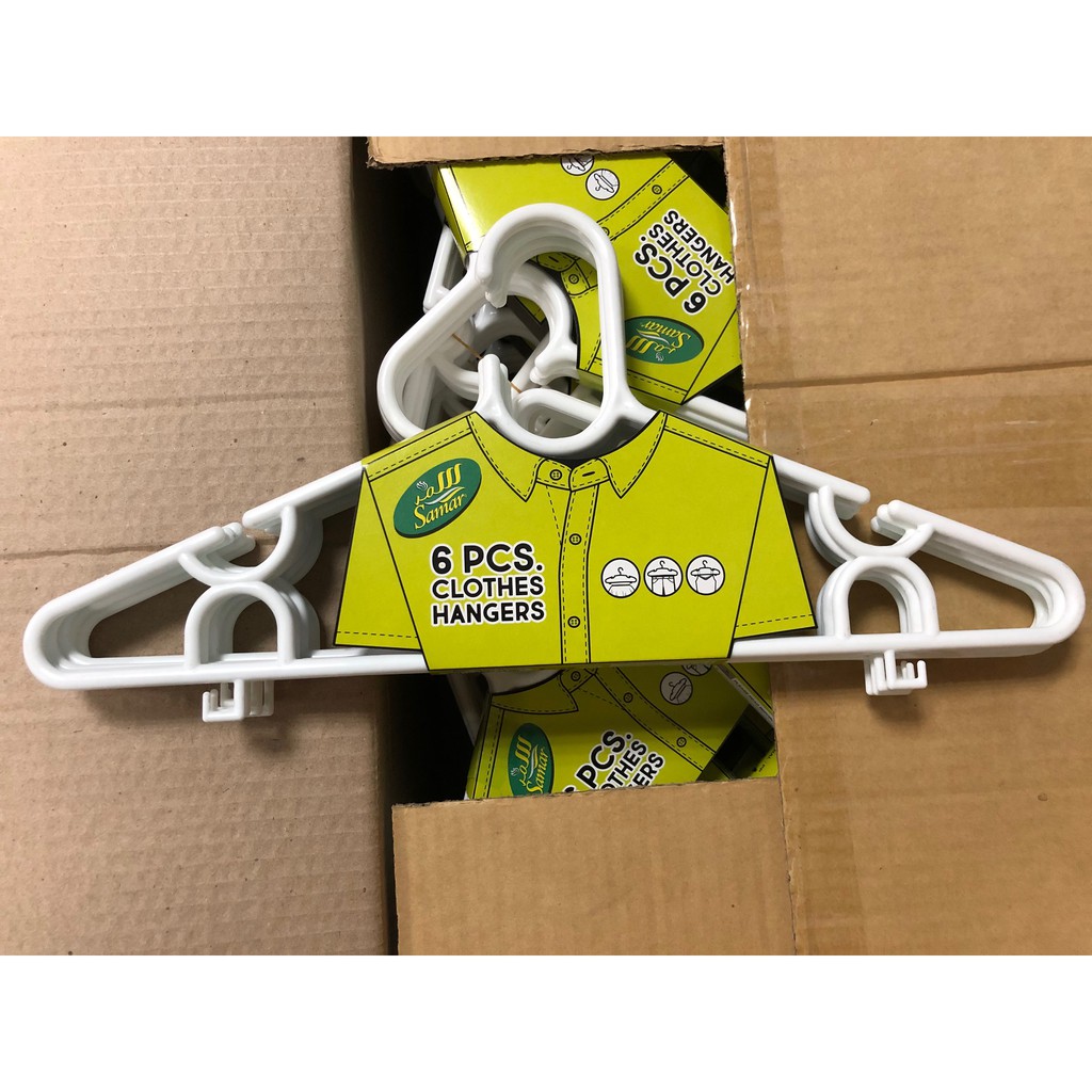ไม้แขวนเสื้อ แพ็ค 6 สีขาว ลายโค้ง Clothes Hangers Pack size of 6 pcs White Color Curve design