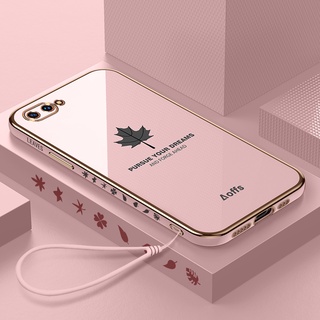 For Oppo F11 A8 A7 A5s A9 A5 2020 A12 Luxury Shockproof 6D Cute Maple Leaf Soft Phone Case With Gift Lanyard