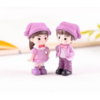 คู่หนุ่มสาวสุดหวาน [ เซต 2 ชิ้น ] ตุ๊กตาจิ๋ว โมเดลจิ๋ว แต่งสวน