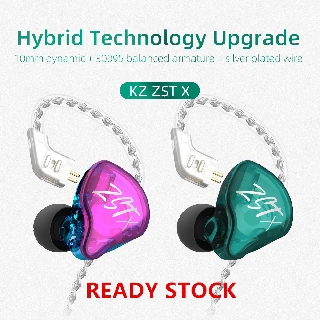 kz zst x 1ba+1dd hybrid unit in - ear ชุดหูฟังเบสหูฟังพร้อมสายชุบเงิน ZSTX