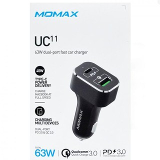 MOMAX UC11 Dual-Port QC3.0 with Type-C PD 63W Fast Car Charger