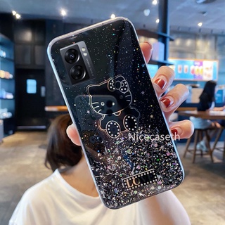 Hello Kitty Cartoon Casing for OPPO A77 5G A57 4G Reno7 Z Reno7 Pro 5G เคสโทรศัพท Starry Sky Glitter Phone Case เคส TPU All Inclusive Phone Back Cover