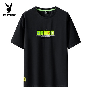 HH Playboy เสื้อยืดแฟชั่นสำหรับผู้ชาย,เสื้อยืดผ้าคอตตอนย้อมสี +-X เสื้อยืดคอกลม