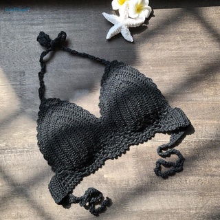 【HODRD】New Women Beach Cotton Blends Tops 6 Colors Hand-crocheted Comfortable Halter Beachwear Cami Bikini【Fashion Woman Men】