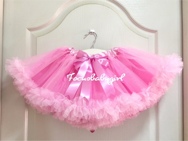 กระโปรงtutu รุ่น Little princess ผ้าตาข่ายวิ้งกลิตเตอร์สีชมพูอ่อน