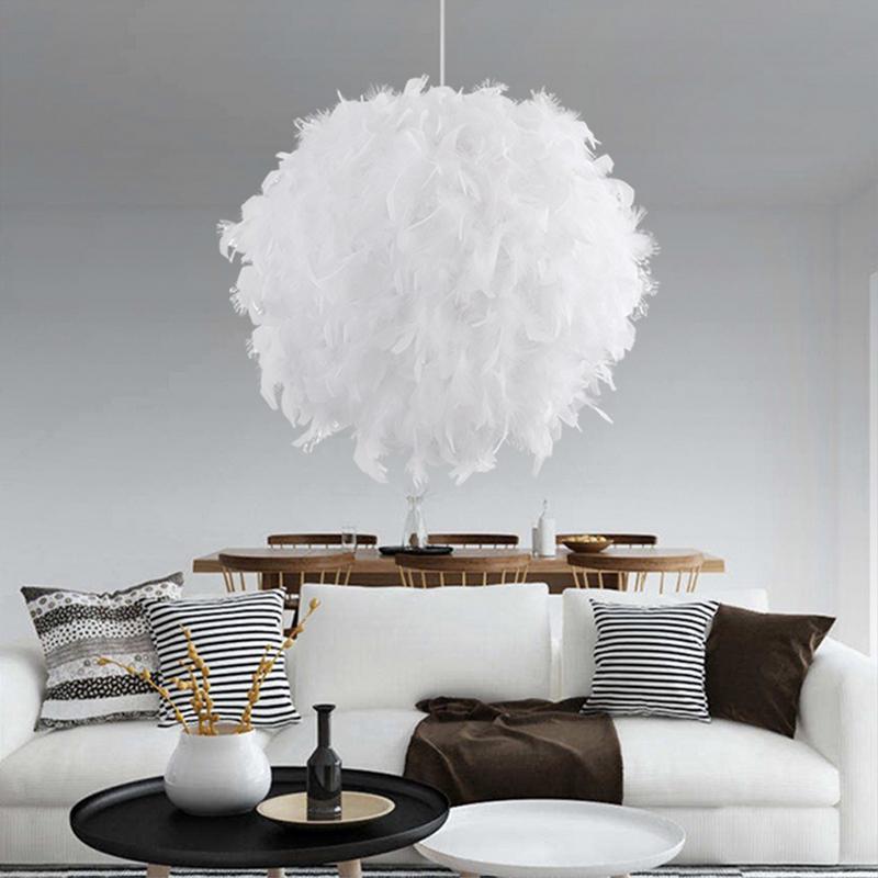 Modern Luxury White Feather Ball Ceiling Chandelier Pendant VI2i