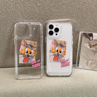 เคสโทรศัพท์มือถือ แบบนิ่ม ลาย Tom and Jerry ปุ่มโลหะ สําหรับ iphone 13promax 12 11 7plus X XR 8 7