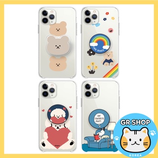 *SET / สไตล์เกาหลี* เคส &amp; ชุดกริปต๊อก ตัวละครหมีน่ารัก เยลลี่ใส เคส lphone, Griptok SET, 12 Pro เคสโทรศัพท์, อุปกรณ์เสริมโทรศัพท์, Smart tok, Snoopy เคส