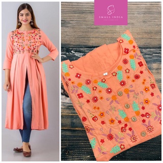 {**ส่งฟรี**} SMALL INDIA 🌺 Desigirl Rayon Cotton Mix 🌺 Kurti Top Only