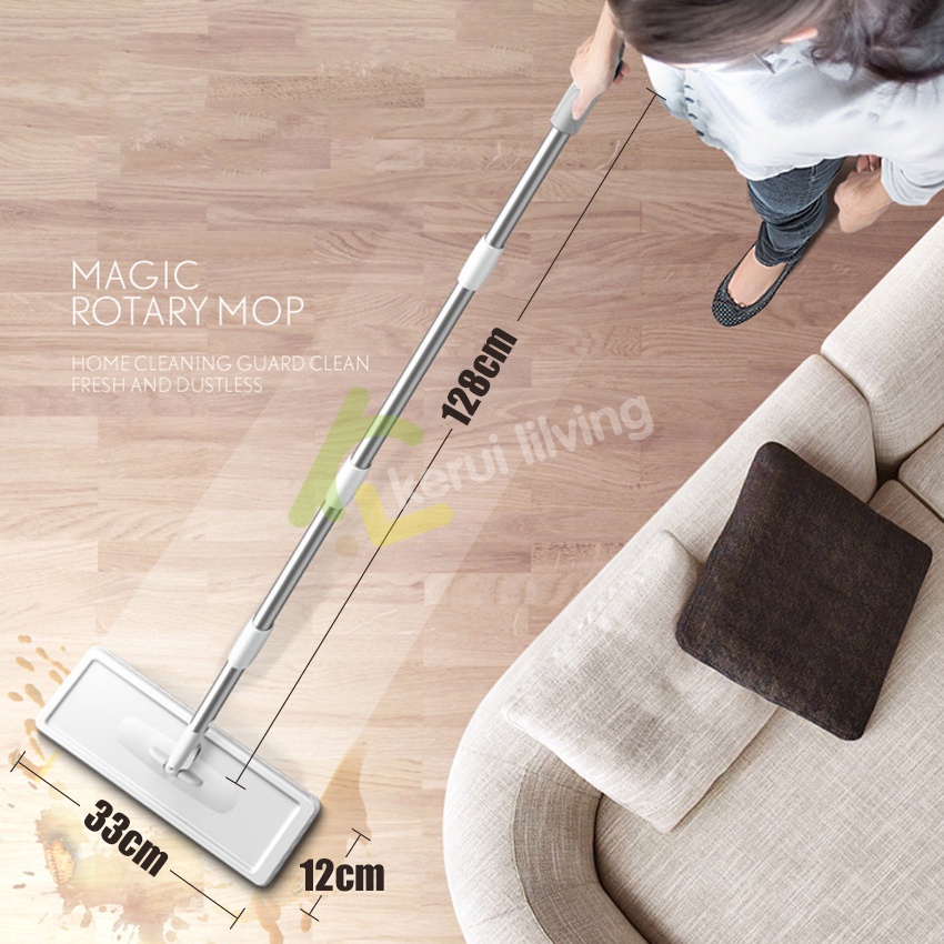 RYBACK Flat Mop ไม้ถูพื้นหัวแบน ไม้ถูแบบรีดน้ำ ม็อบรีดน้ำ ถังถูพื้นรีดน้ำ ถังรีดน้ำ ไม้ถูพื้นพร้อมผ้าม๊อบ - รูปที่ 6
