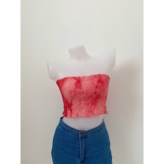 เกาะอก ลายมัดย้อมรุ่น Frill Trim Tie Dye Tube Crop Top