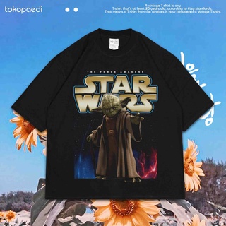 ย้อนยุคเสื้อยืด ขนาดใหญ่ พิมพ์ลาย STAR WARS OVERSIZE | เสื้อยืด ขนาดใหญ่ | วินเทจ | Yoda STAR WARS | 007S-5XL