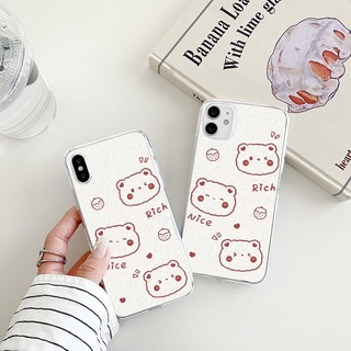 nice cartoon bear เคสไอโฟน 13 8พลัส เคส rich iPhone 14 13 12 11 pro max Xr Xs X 7 8 14 plus se2020 phone case นิ่ม