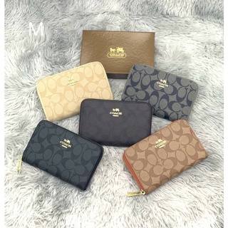 กระเป๋าสตางค์ coach wallet bag  ซิปรอบ ใบกลาง กระเป๋าสตางค์ใบกลาง กระเป๋าสตางค์ซิปรอบ  โค้ช