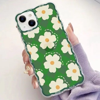 เคสโทรศัพท์มือถือ TPU แบบนิ่ม ลายดอกไม้สีเหลือง สีเขียว สําหรับ Compatible For IPhone 13 12 Mini 11 Pro X XR XS Max SE 2020 6 6S 7 8 Plus