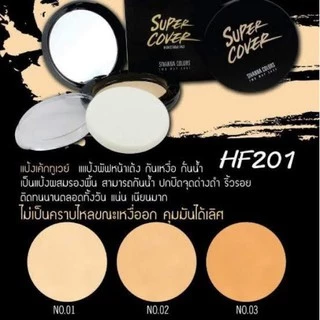 HF201 แป้งพัฟผสมรองพื้น Sivanna Colors Super Cover Two Way Cake Powder ปกปิด คุมมัน 10g