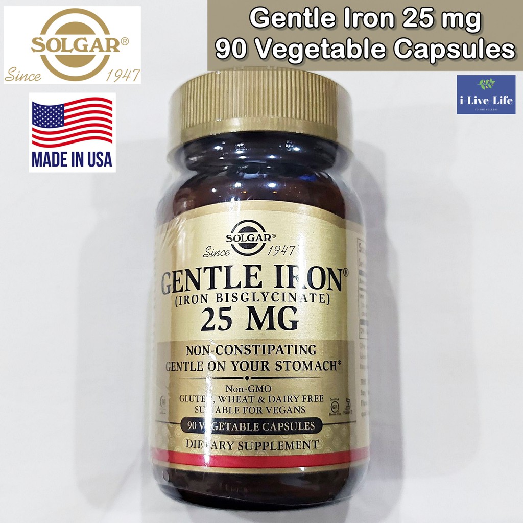 Solgar - Gentle Iron 25 mg 90 Vegetable Capsules ธาตุเหล็ก