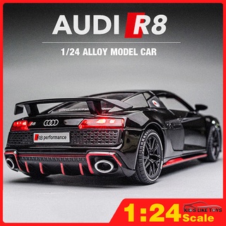 Klt โมเดลรถยนต์ 1:24 AUDI R8 โลหะอัลลอย ของเล่นสําหรับเด็ก