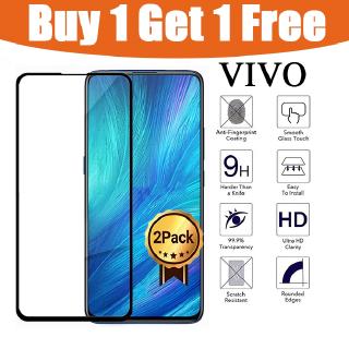 (BUY 1 GET 1 FREE ) ฟิล์มกระจกแบบเต็มจอแบบเต็มหน้าจอสําหรับ Vivo S6 S1 V7 + V9 V11 V15 Y93 Y91 9H