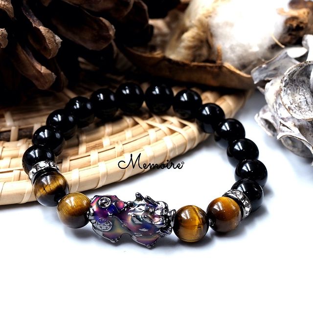 สร้อยข้อมือปี่เซียะ กำไลข้อมือปี่เซียะ 5 ธาตุ หิน Tiger eye หยั่งรู้ มองการไกล กล้าตัดสินใจ