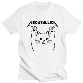 Hensewts Shop เสื้อยืด พิมพ์ลายกราฟฟิคแมว Meowtallica Cat Rock Music สไตล์วินเทจ แฟชั่น สําหรับผู้ชาย900338