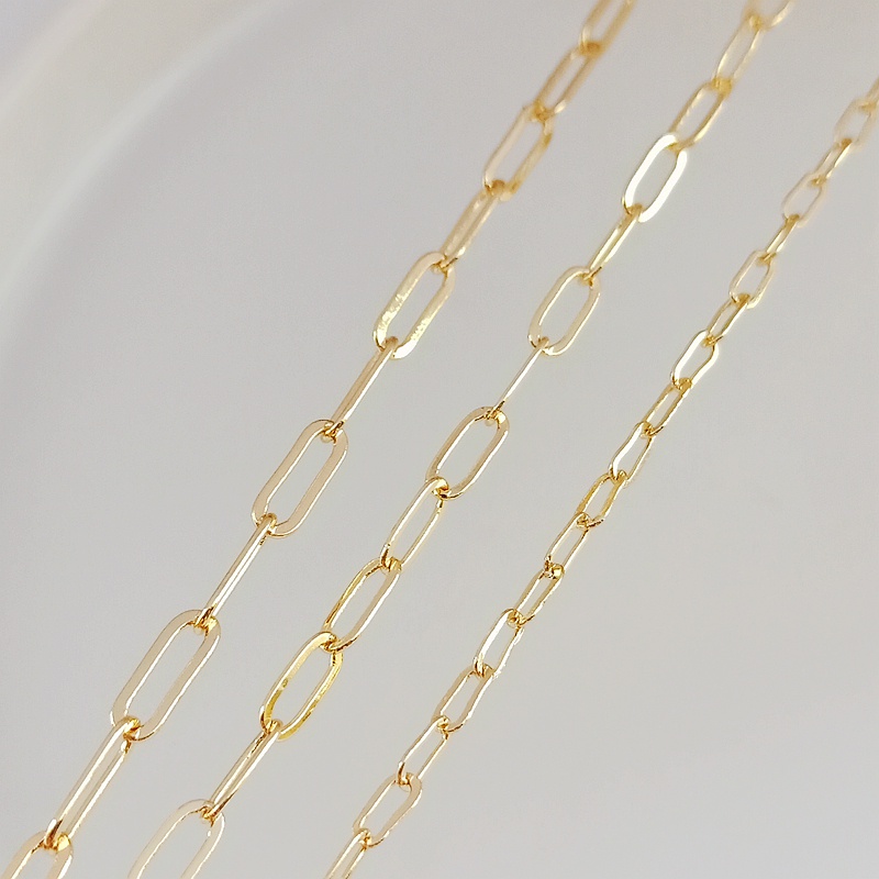 สร้อยคอ สร้อยข้อมือ สายโซ่ ชุบทอง 14K ทรงสี่เหลี่ยมผืนผ้า ขนาดใหญ่ 0 ชิ้น