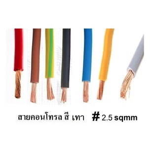สายไฟเดี่ยวทองแดงแท้ 2.5 sq.mm สายคอนโทรล VSF 1x2.5 SQ.MM ความยาว 10 เมตร ใช้กับไฟ 12V - 220V ได้