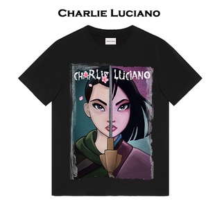 เสื้อยืด พิมพ์ลาย Charlie Luciano Mulan ทรงหลวม แฟชั่นฤดูร้อน สําหรับผู้ชาย และผู้หญิง