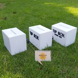 โปรแรง!!! TIP BOX สีขาวมี 3 แบบ กล่องอะคริลิค tipbox กล่อง tip box กล่องทำช่องใส่เงิน