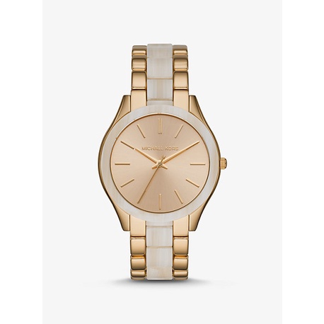 💕 พร้อมส่ง #Michael Kors MK4541 Slim Runway Three-Hand Gold Tone Watch 🌸🌸งานแท้💯% งานหิ้วจาก Shop & 