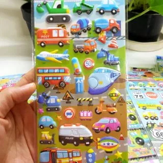 สติ๊กเกอร์อัดนูน3D รถยานพาหนะ(50ลาย)สำหรับเด็ก น่ารัก