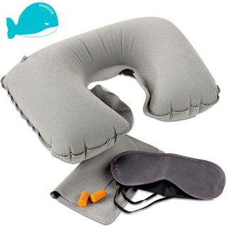 หมอนรองคอ หมอนเป่าลม ชุดเดินทาง ซื้อ 1 ได้ถึง 3 เบา (Travel pillow set)