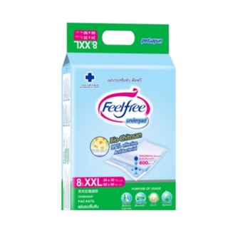 Feelfree ฟีลฟรี แผ่นรองซับ แผ่นรองซึมซับ สำหรับผู้ใหญ่ ไซส์ XXL ขนาดใหญ่พิเศษ แพ็ค 8 ชิ้น 19653