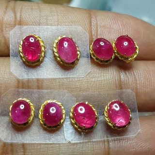 ต่างหูทับทิมพม่าแท้ เนื้อแก้ว ขนาด5 มิน Burma ruby