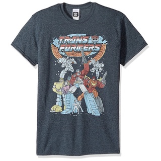 เสื้ ◆♙Fashion Transformers MenS Vintage Groupshot T-Shirt CharcoalS-5XL