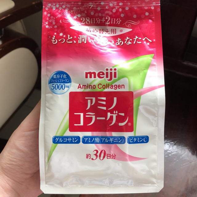 Meiji Amino Collagen 5000mg 214 g แบบถุงเติม ทานได้ 30 วัน