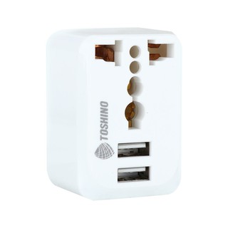 ปลั๊กแปลง 2 ขา แบน TOSHINO 2 USB 2.1A  TRAVEL ADAPTER 2P TOSHINO 2 USB 2.1A