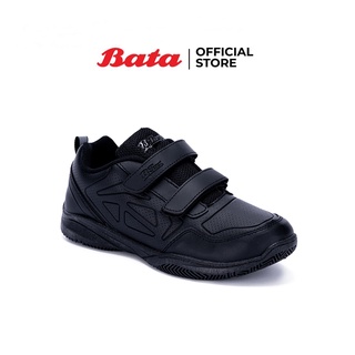 Bata บาจา รองเท้านักเรียน ถูกระเบียบ สวมใส่ง่าย พร้อมสายคาดกาว 2 เส้นแบบแปะ  สำหรับเด็ก รุ่น B First 3 สีดำ 4416611