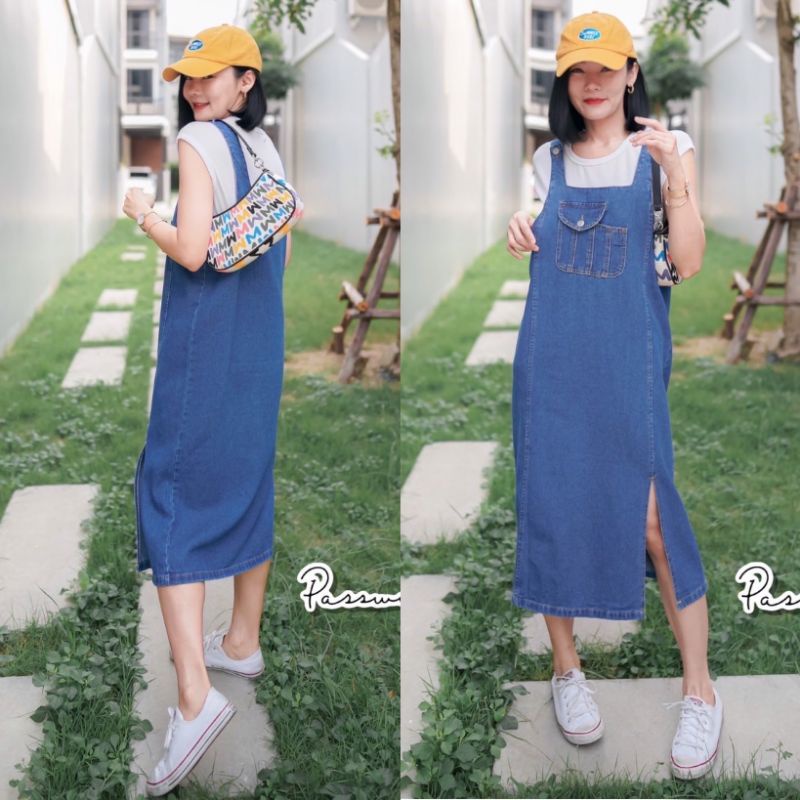 PW#เอี๊ยมยีนส์#เอี๊ยมเอี๊ยมกระโปรง#เดรสยีนส์#password