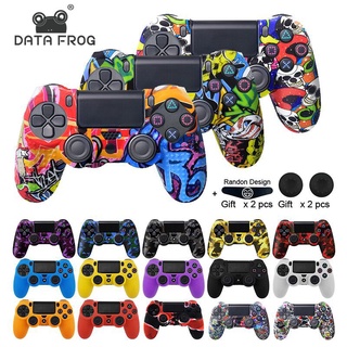 เคสซิลิโคน สุ่ม 1 ชิ้น + ฝาครอบจอยสติ๊ก 2 ชิ้น สําหรับ PS4 Pro Slim Controller