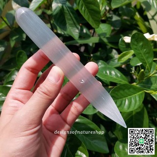 แท่งคฑาเซเลไนท์เจียรฯปลายแหลมทรงดินสอ Selenite Wand หรือ Selenite Pencil