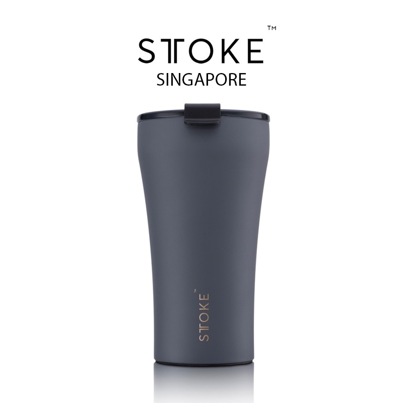 Sttoke [สีเทาชุบ] LEAKPROOF 16/12 Oz Cup ถ้วยกาแฟเซรามิกกันกระแทกแบบใช้ซ้ําได้