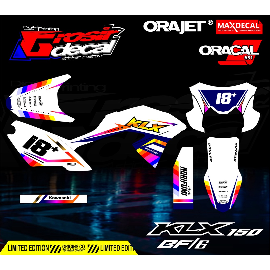 Putih Decal สติกเกอร์ KLX 150 BF สีขาวสติกเกอร์ KLX 150 BF Fullbody ฟรีที่กําหนดเอง