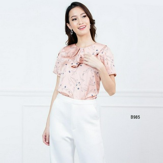 AMILA Blouse AM-B985 วินเทจ แขนสั้น IGPU22-12