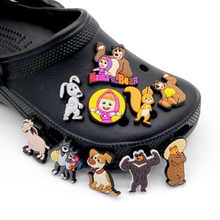 Shoe Charms การ์ตูน Masha and the Bear Crocs pvc น่ารัก รองเท้าแตะ decorate accessories diy ถอดได้ ใช้สำหรับตกแต่งรองเท้าเด็ก Jibbitz 1000 สไตล์ให้เลือก